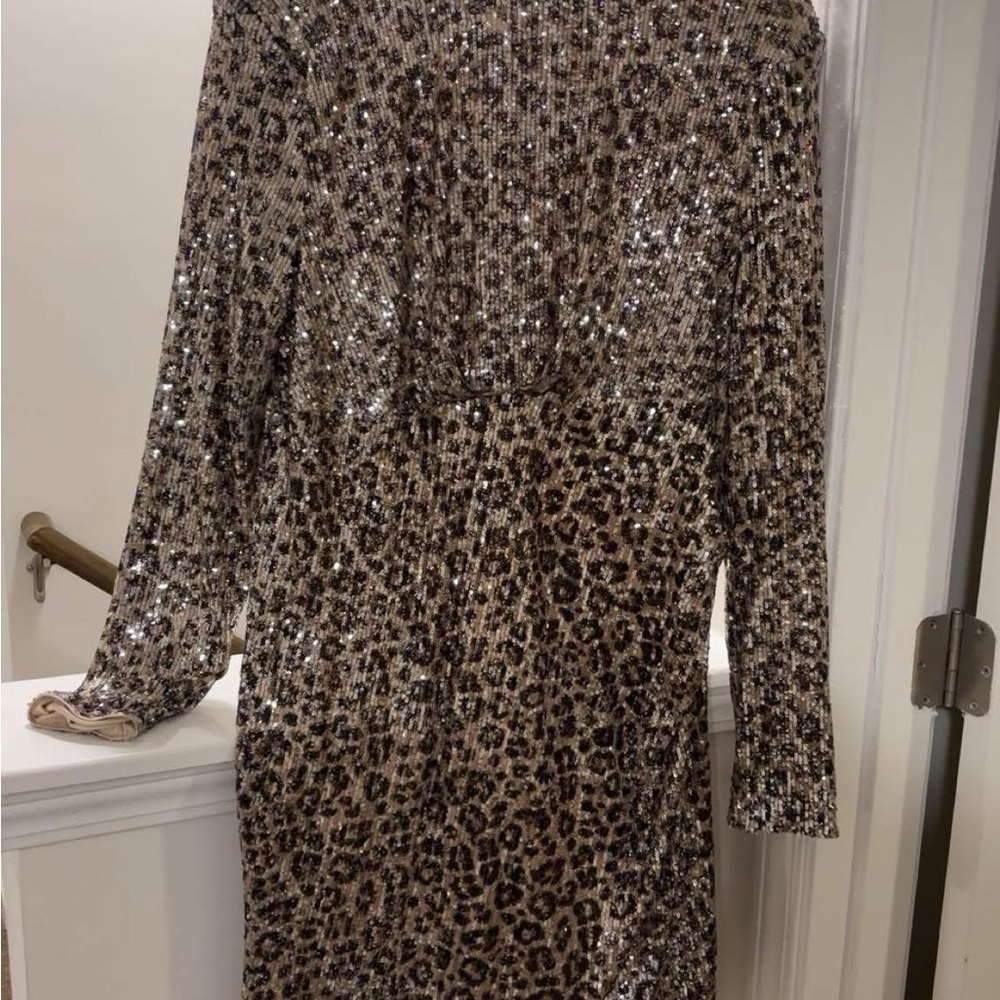 Plus Fashion Nova Leopard Print Sequin Mini Dress